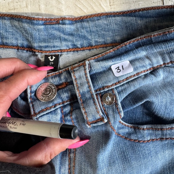 True Religion Light Blue Flare Jeans - Picture 3 of 4